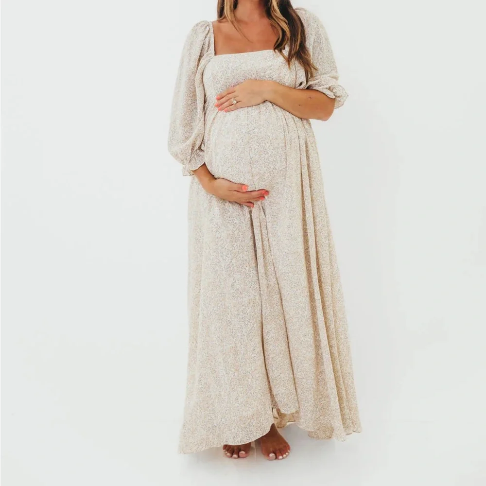 Elegant Cream Maternity Dress - Picture 1 of 5